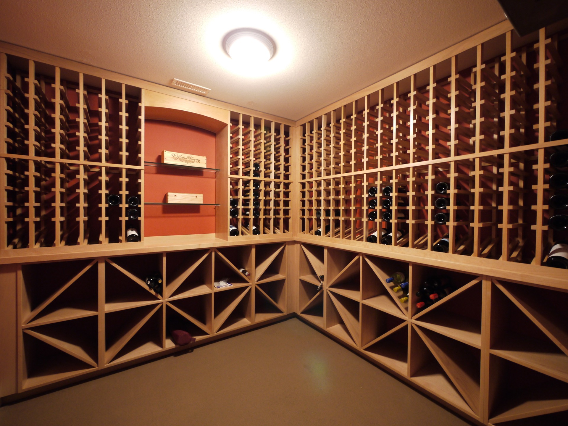 Angle Light Wood Wine Cellar